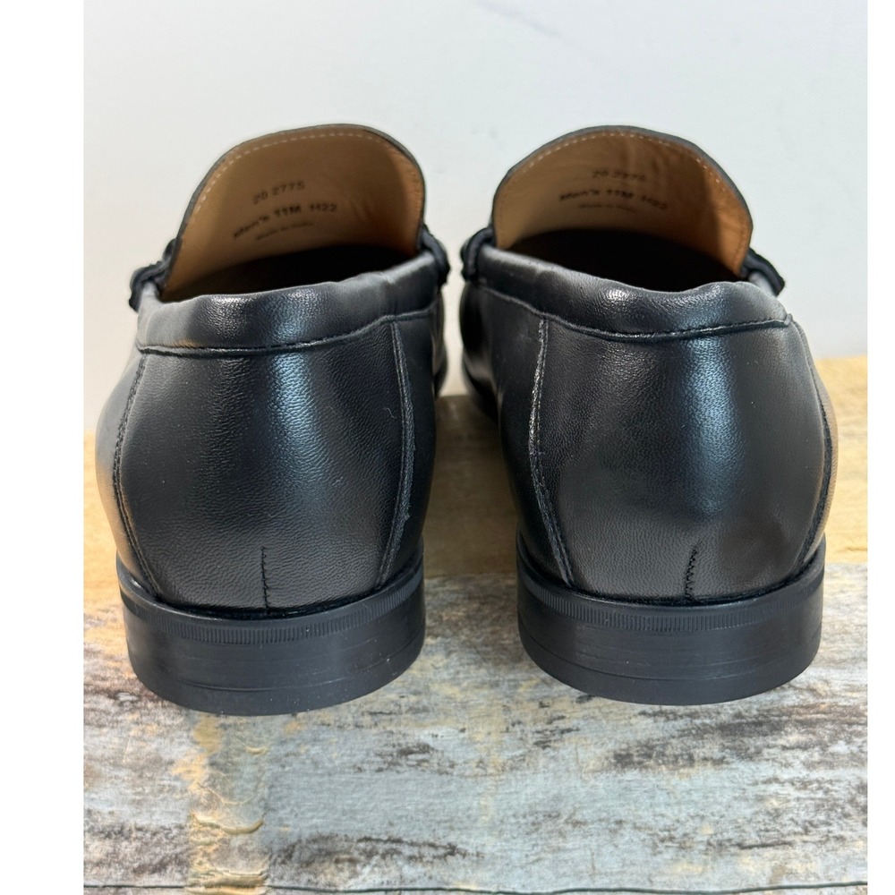 Johnston & Murphy Mens Black Leather Bit Loafers 11M 20-2775 Sheepskin Lined - Picture 4 of 8